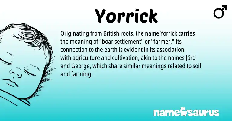 Infographic about Yorrick name meaning, Yorrick is a name from British origin(s).