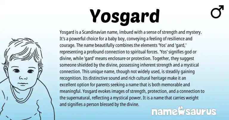 Infographic about Yosgard name meaning, Yosgard is a name from Scandinavian origin(s).