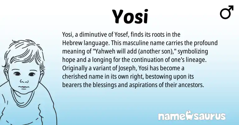 Infographic about Yosi name meaning, Yosi is a name from Hebrew origin(s).