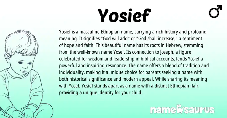 Infographic about Yosief name meaning, Yosief is a name from Ethiopian, Tigrinya origin(s).