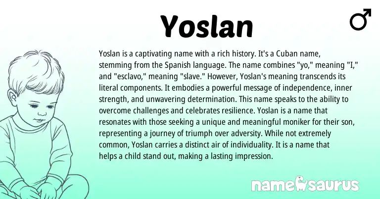 Infographic about Yoslan name meaning, Yoslan is a name from Cuban, Spanish origin(s).