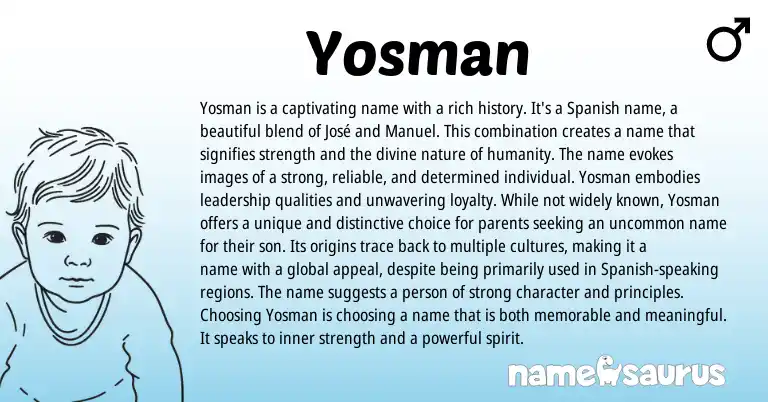 Infographic about Yosman name meaning, Yosman is a name from Spanish origin(s).