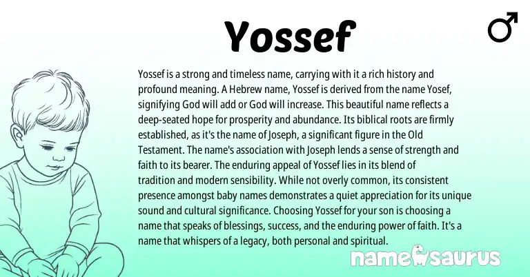 Infographic about Yossef name meaning, Yossef is a name from Hebrew, Biblical origin(s).