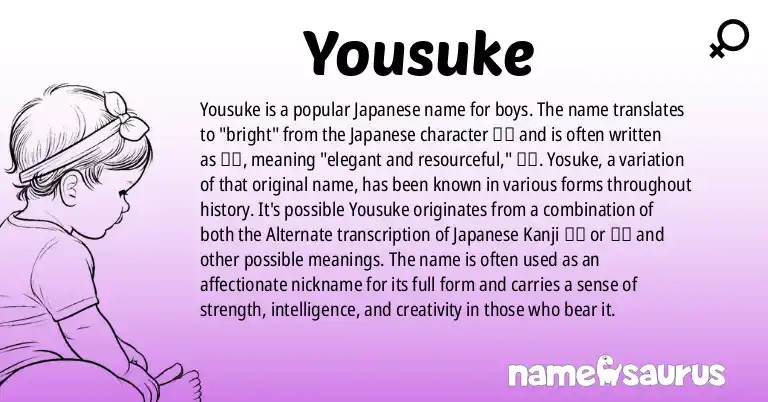Infographic about Yousuke name meaning, Yousuke is a name from Japanese origin(s).