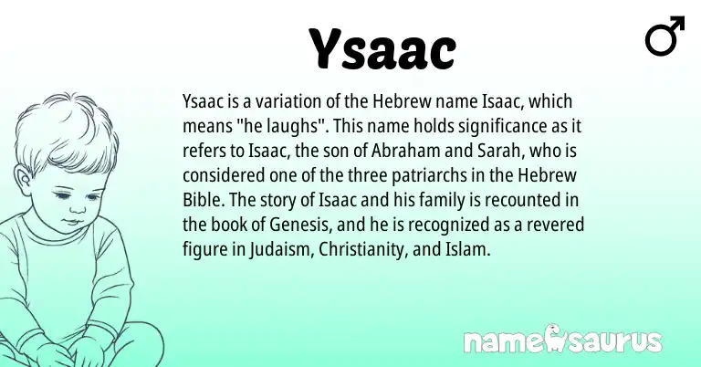 Infographic about Ysaac name meaning, Ysaac is a name from Judaism, Christianity, Hebrew origin(s).