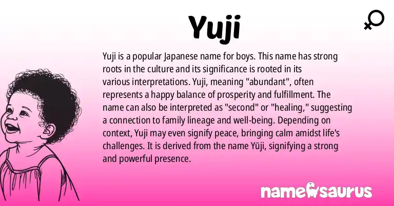 Infographic about Yuji name meaning, Yuji is a name from Japanese origin(s).