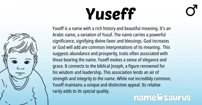 Infographic about Yuseff name meaning, Yuseff is a name from Arabic origin(s).