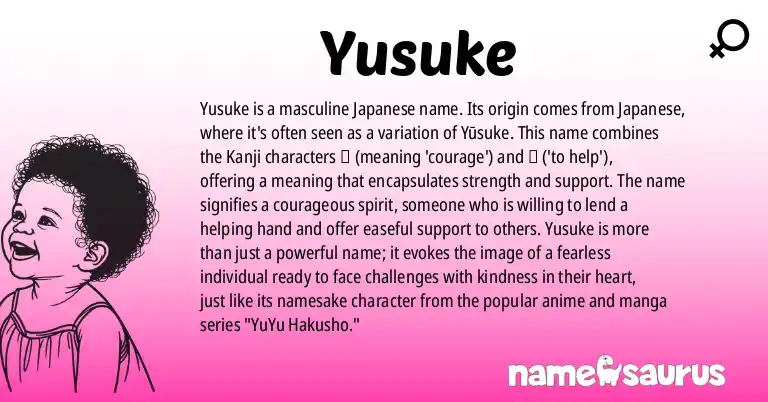 Infographic about Yusuke name meaning, Yusuke is a name from Japanese origin(s).