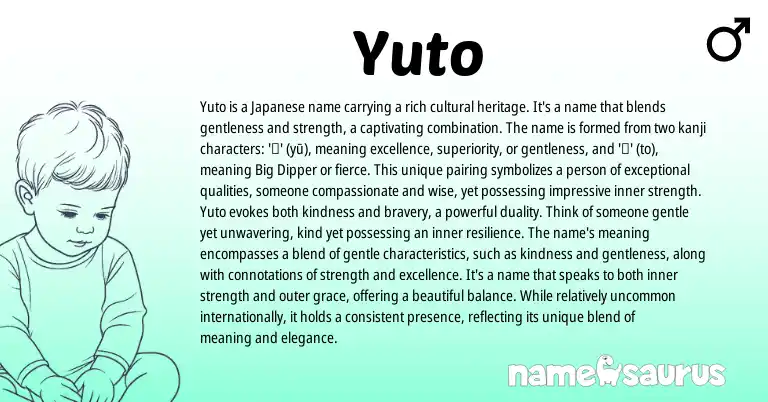 Infographic about Yuto name meaning, Yuto is a name from Japanese origin(s).
