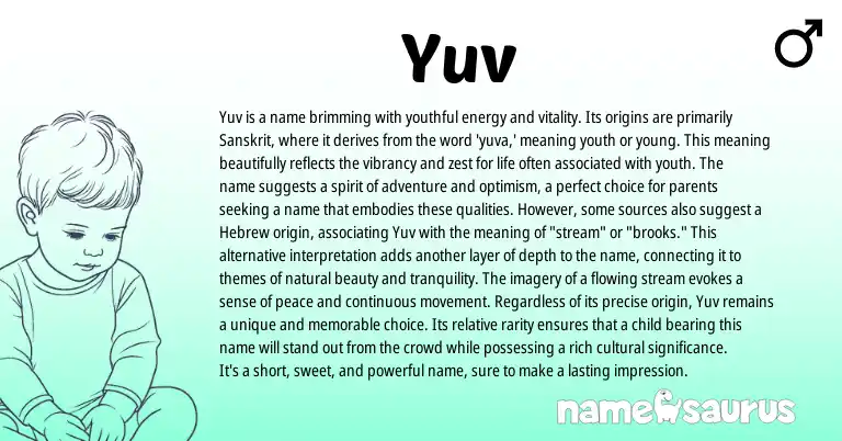 Infographic about Yuv name meaning, Yuv is a name from Sanskrit origin(s).