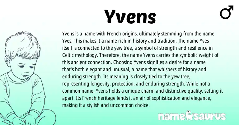 Infographic about Yvens name meaning, Yvens is a name from French, Celtic, Haitian origin(s).