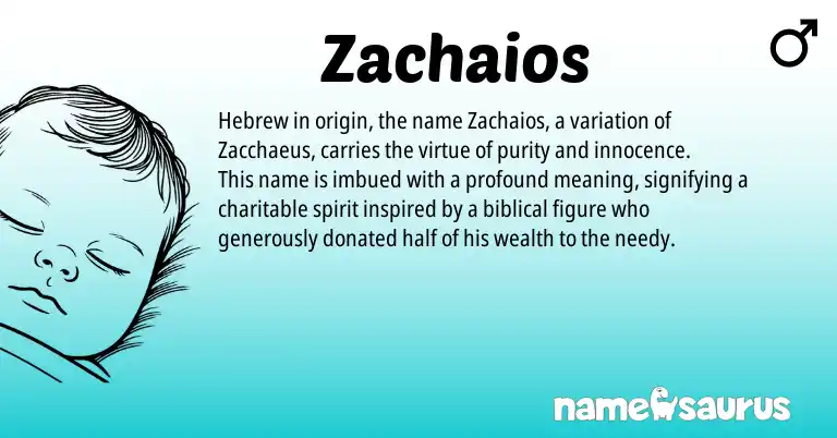 Infographic about Zachaios name meaning, Zachaios is a name from Hebrew origin(s).
