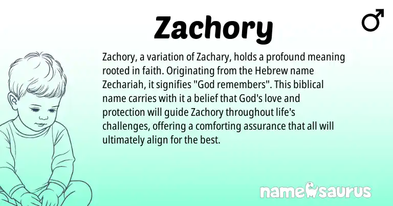 Infographic about Zachory name meaning, Zachory is a name from Hebrew origin(s).