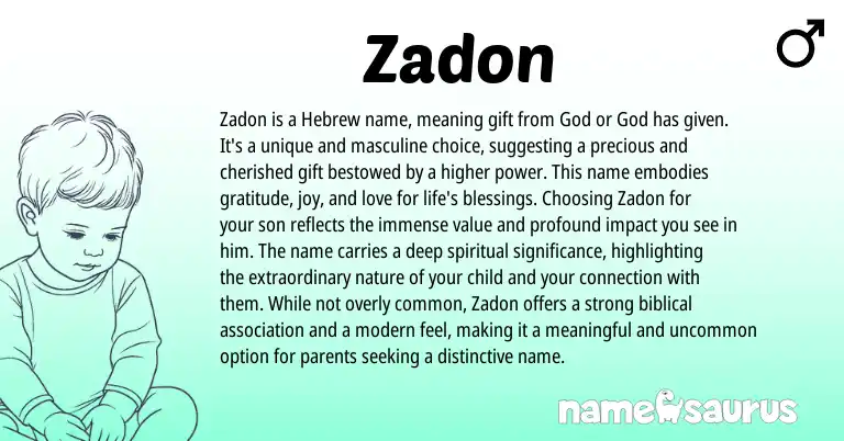 Infographic about Zadon name meaning, Zadon is a name from Hebrew origin(s).