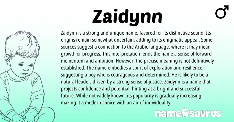 Infographic about Zaidynn name meaning, Zaidynn is a name from Other origin(s).