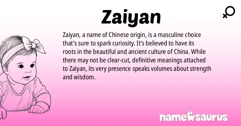 Infographic about Zaiyan name meaning, Zaiyan is a name from Chinese origin(s).