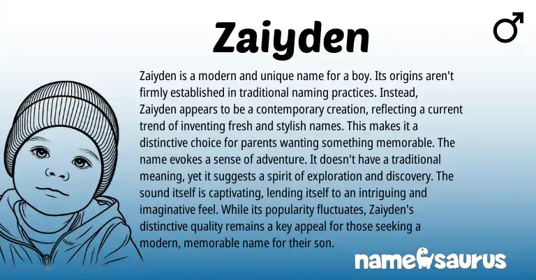 Infographic about Zaiyden name meaning, Zaiyden is a name from Other origin(s).