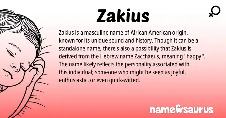 Infographic about Zakius name meaning, Zakius is a name from African American origin(s).