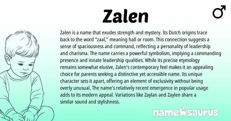 Infographic about Zalen name meaning, Zalen is a name from Dutch origin(s).