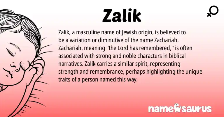 Infographic about Zalik name meaning, Zalik is a name from Jewish origin(s).