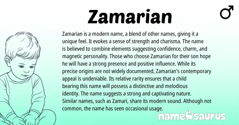 Infographic about Zamarian name meaning, Zamarian is a name from Other origin(s).