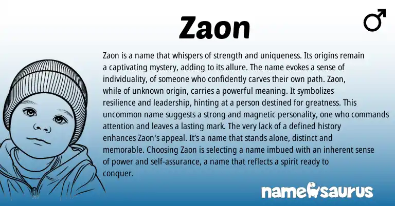 Infographic about Zaon name meaning, Zaon is a name from Other origin(s).