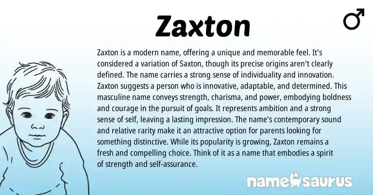 Infographic about Zaxton name meaning, Zaxton is a name from English, Other origin(s).