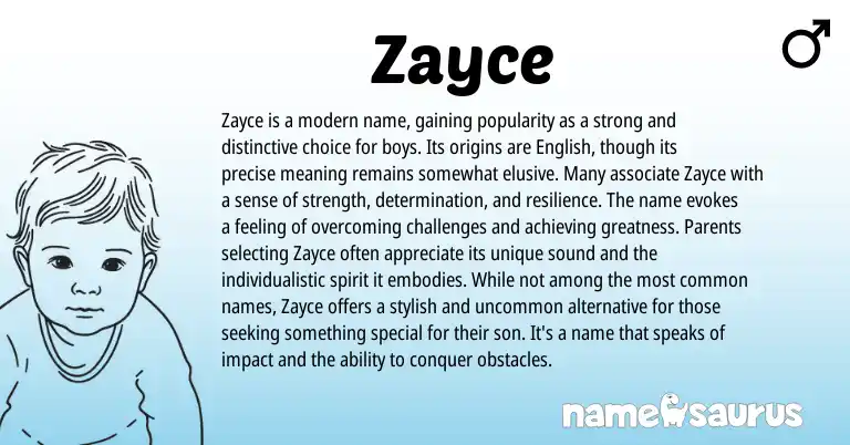 Infographic about Zayce name meaning, Zayce is a name from Other origin(s).