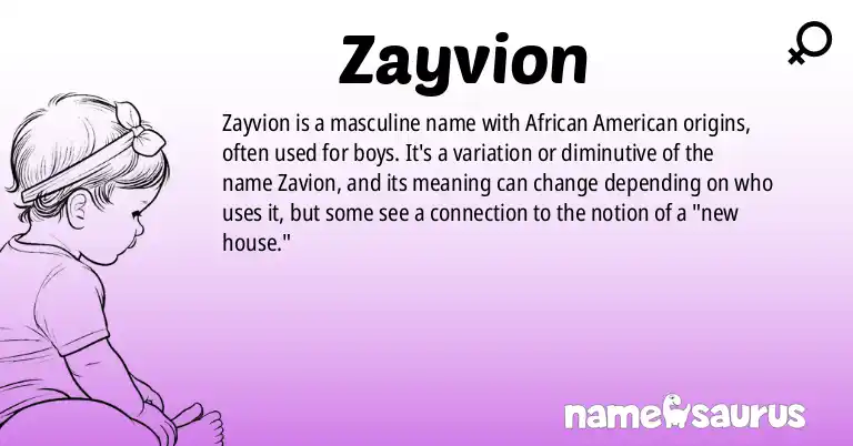 Infographic about Zayvion name meaning, Zayvion is a name from African American origin(s).