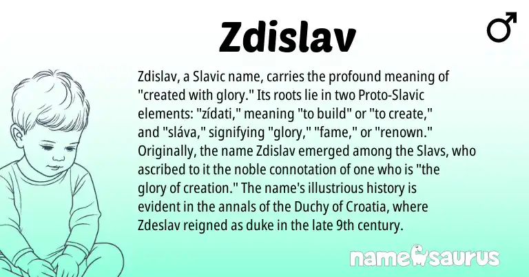 Infographic about Zdislav name meaning, Zdislav is a name from Slavic origin(s).