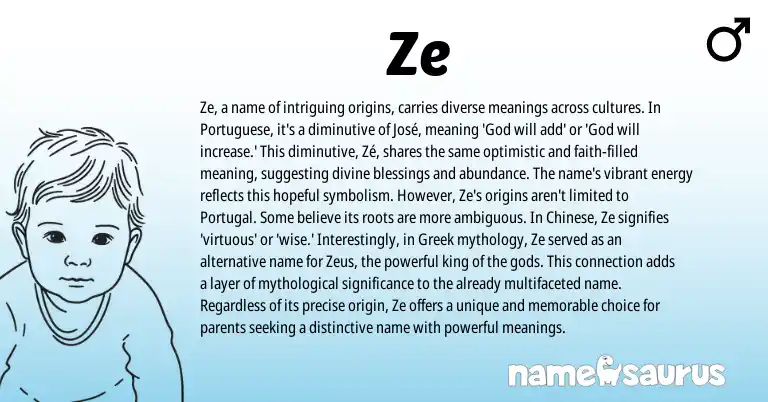 Infographic about Ze name meaning, Ze is a name from Portuguese origin(s).
