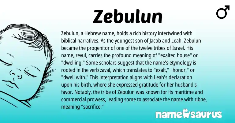 Infographic about Zebulun name meaning, Zebulun is a name from Hebrew origin(s).