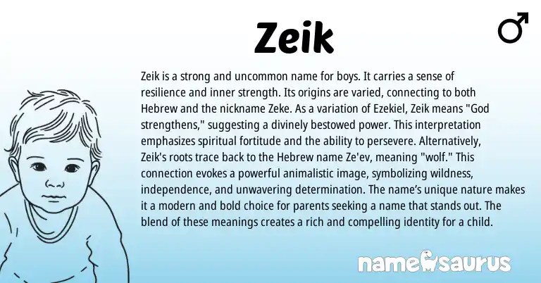 Infographic about Zeik name meaning, Zeik is a name from Other origin(s).