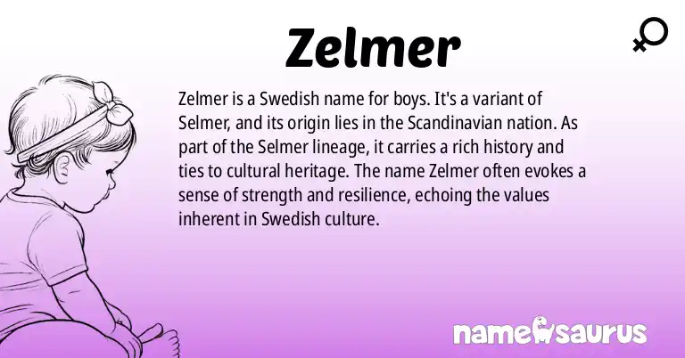 Infographic about Zelmer name meaning, Zelmer is a name from Swedish origin(s).