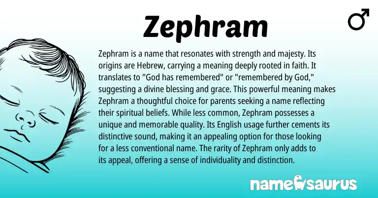 Infographic about Zephram name meaning, Zephram is a name from Hebrew origin(s).