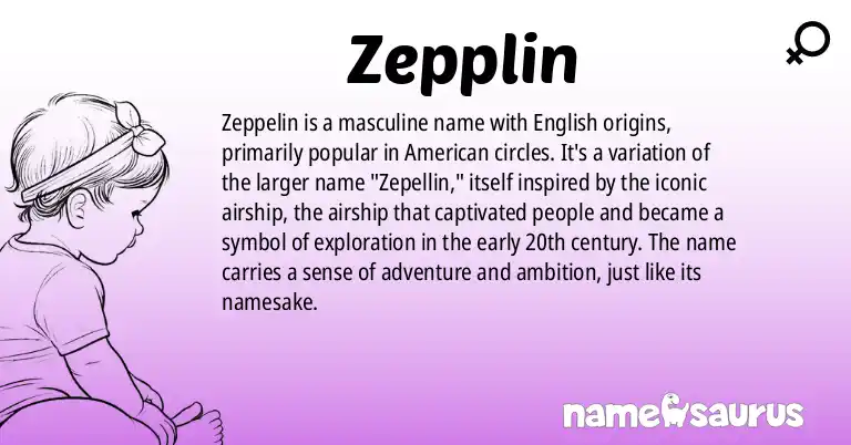 Infographic about Zepplin name meaning, Zepplin is a name from English (American) origin(s).