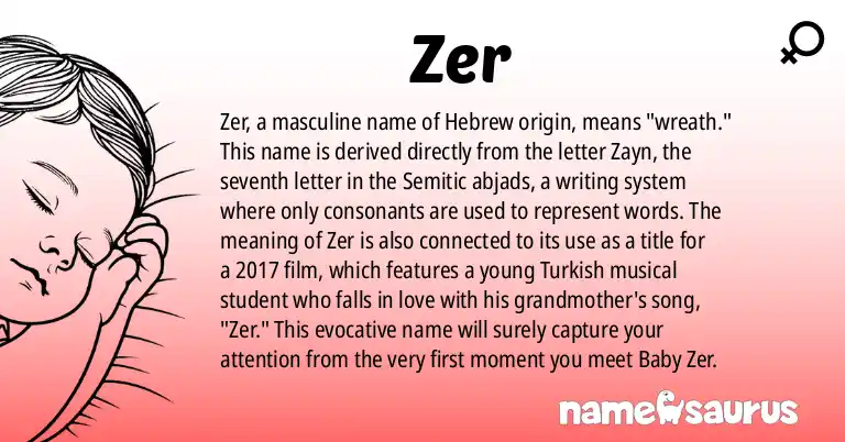 Infographic about Zer name meaning, Zer is a name from Hebrew origin(s).