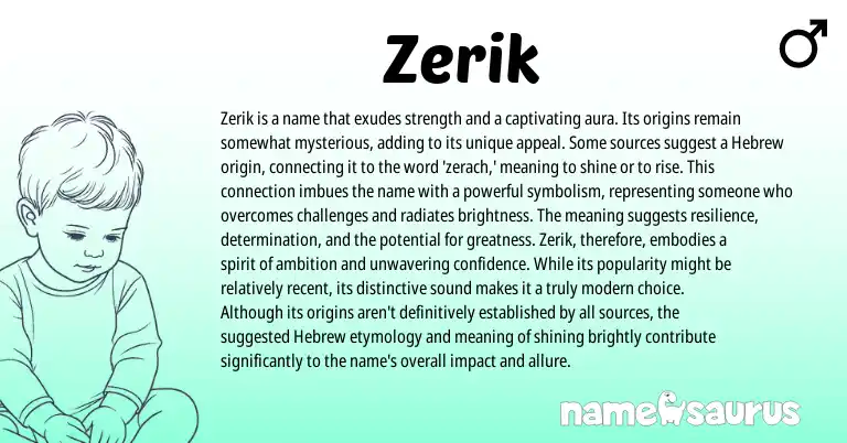 Infographic about Zerik name meaning, Zerik is a name from Hebrew origin(s).