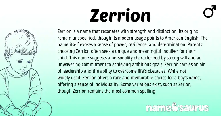 Infographic about Zerrion name meaning, Zerrion is a name from Other origin(s).