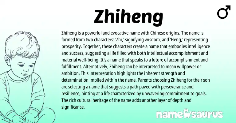 Infographic about Zhiheng name meaning, Zhiheng is a name from Chinese origin(s).