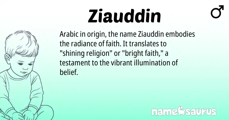 Infographic about Ziauddin name meaning, Ziauddin is a name from Arabic origin(s).