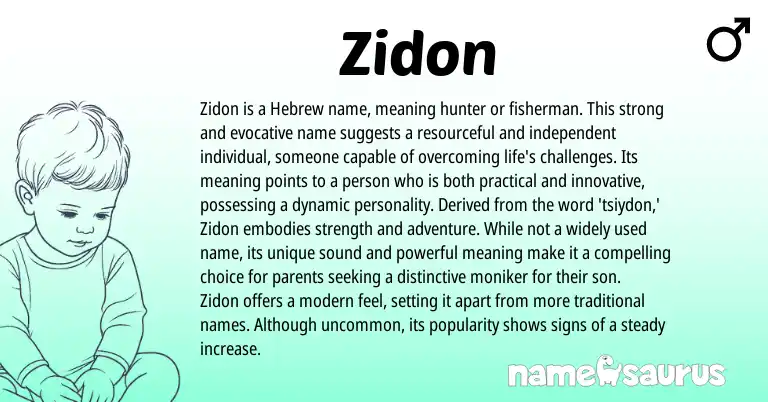 Infographic about Zidon name meaning, Zidon is a name from Hebrew origin(s).