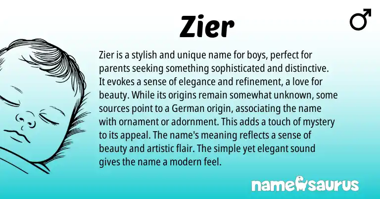 Infographic about Zier name meaning, Zier is a name from Germanic origin(s).