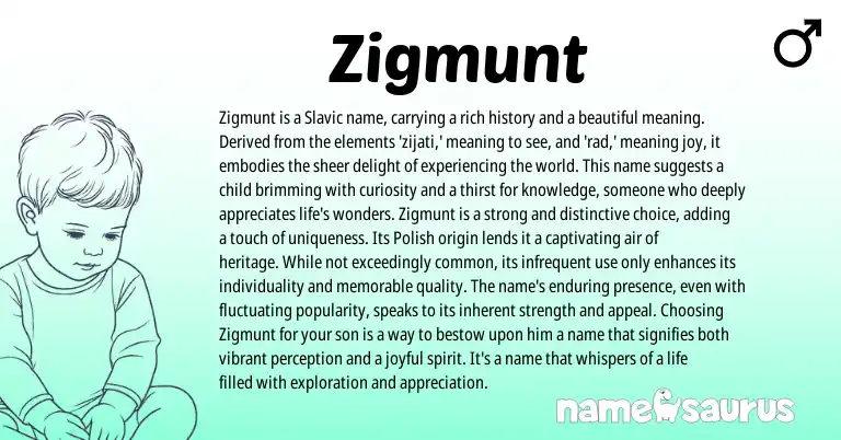 Infographic about Zigmunt name meaning, Zigmunt is a name from Slavic, Polish origin(s).