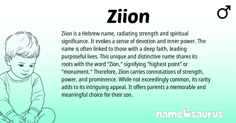 Infographic about Ziion name meaning, Ziion is a name from Hebrew origin(s).