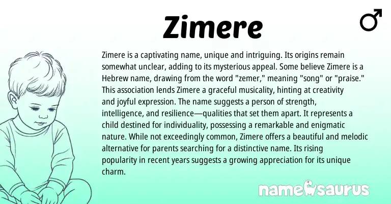 Infographic about Zimere name meaning, Zimere is a name from Other origin(s).