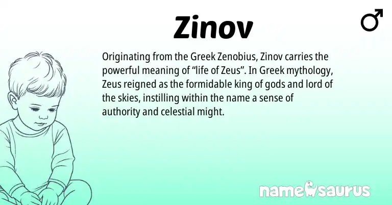 Infographic about Zinov name meaning, Zinov is a name from Greek origin(s).