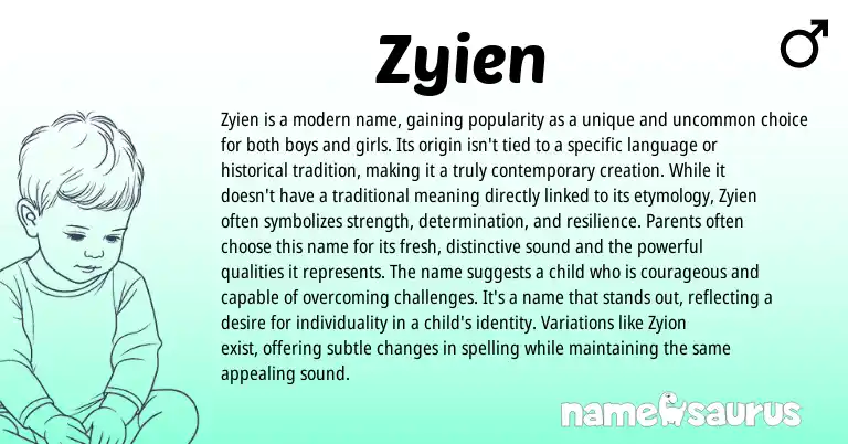 Infographic about Zyien name meaning, Zyien is a name from Other origin(s).
