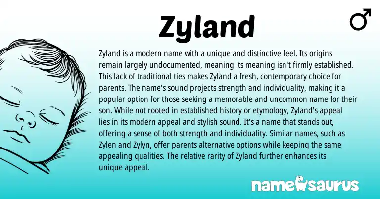 Infographic about Zyland name meaning, Zyland is a name from Other origin(s).