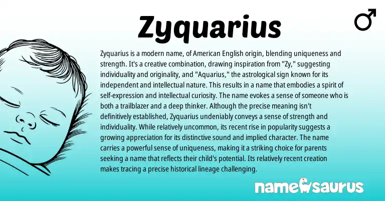 Infographic about Zyquarius name meaning, Zyquarius is a name from Other origin(s).